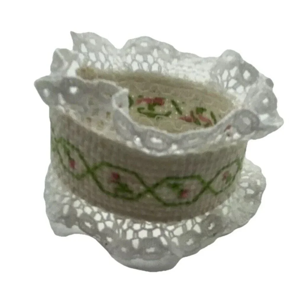 Vintage Cross Stitch Napkin Rings Handmade Easter Spring Dinner Party Set of 5
